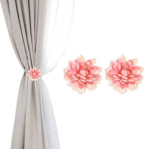 PATIKIL Lotus Flower Fermacurtain, 2 Pezzi Fermacurtain Fiori Artificiali, Fermacurtain Moderni, Fermacurtain Decorativi per Finestre per Casa, Camera, Ufficio, Rosa