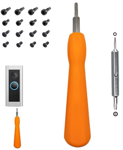 Doorbell Screwdriver Replacement with 20 Doorbell Screws Kit - Double-Ended Torx T6 T15 Security Screwdriver for Battery Change & WiFi Reset - Video Doorbell Camera Replacement Parts Tool (Orange)