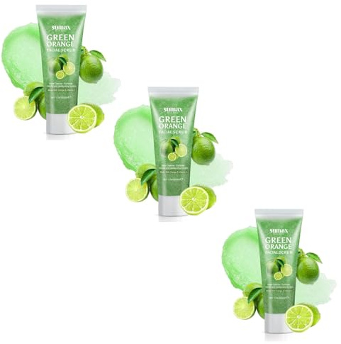 Fuerador facial naranja verde, limpieza y exfoliación profunda, el matorral de la cara limpia suavemente los poros adecuados para la piel sensible y todo tipo de piel (3Pcs)