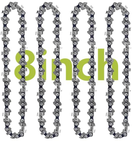 4 Pack 8 Inch Chainsaw Chains Replacement 1/4 Pitch 47 Drive Links .043 Gauge for Mini Cordless Electric Chain Saw