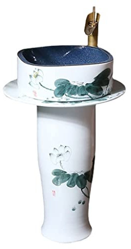 XDAWQP Badezimmer-Standwaschbecken Lotus Ink Art Standwaschbecken Keramikwaschbecken Standwaschbecken Badezimmer-Bodenwaschbecken Standwaschbecken Keramik-Basis Badezimmerwaschb
