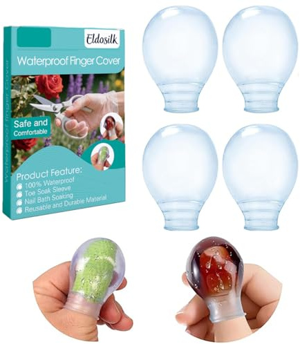 Wasserdichte Zehenschutz und wasserdichte Finger-Protektoren, langlebige Duschmanschetten zum Baden, Pediküre, Maniküre, Nagelpflege, bequeme Passform, wasserdichte Ärmel für Zehen und Finger (4 klein