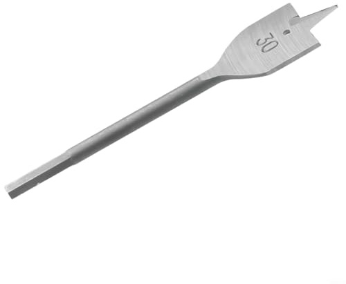 Broca plana para madera, acero HCS, 150 mm de longitud, diseñada para aplicaciones rápidas y eficientes de carpintería (30 mm)
