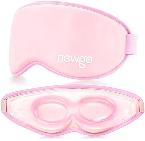 NEWGO 3D Gel-Augenmaske mit seidenweichem Stoff für Migräne | 2-in-1 Kühl- & Wärmemaske gegen Migräne, Augenschwellungen & trockene Augen, perfekt anliegende Augenkontur ohne Druck