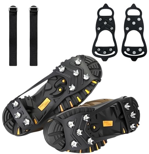 Anti Rutsch Schuhspikes, M/L Spikes für Schuhe Winter, Winter Schuhe Spike + Klettverschluss, Steigeisen Schuhspikes, Spikes Schuhe Schuhkrallen, Glatteis Spikes, Schuhspikes Noppen für Hiking Winter