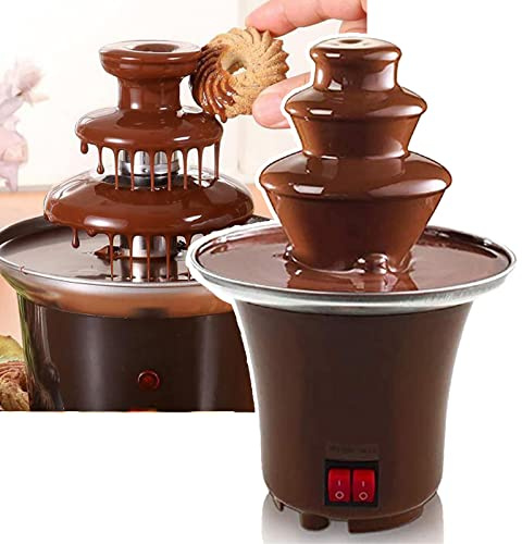 Ryanong Máquina eléctrica de fuente de chocolate, fondue de cascada de 3 niveles, mini fusión, restaurante, bufé, calefacción de cafetería