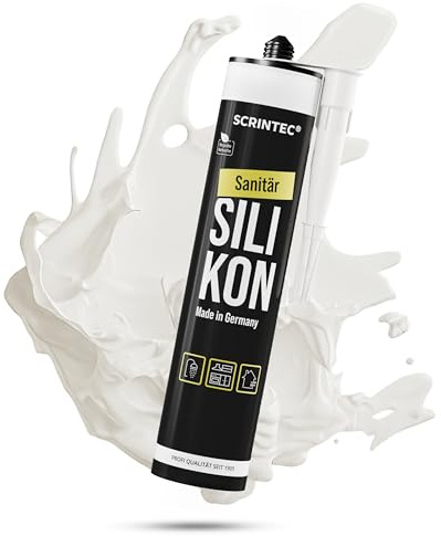 SCRINTEC® Sanitär Silikon Manhattan (310 ml) – Premium Dichtstoff für Bad & Küche – Wasserfest, langlebig & schimmelresistent – Perfekt für Fugen – in recycelter Kartusche – Made in Germany