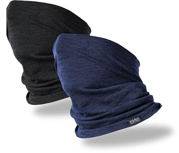 Risalti Schlauchschal Herren Damen in Merino Wolle Bipack – Schlauchschal Merino Seamless, Thermischer Halswärmer Winter, Atmungsaktiv, Ski, Snowboard, Laufen, Motorrad – Made in Italy