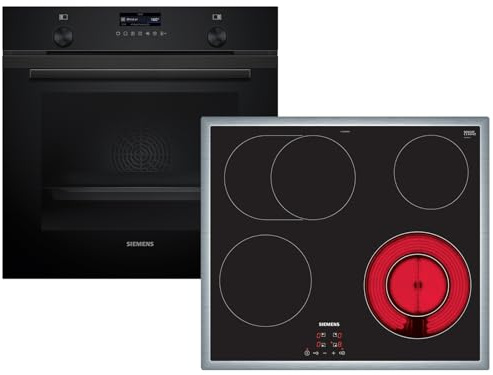 Siemens Set PQ522KA1BZ Pyrolyse-Backofen Deep Black Inox HB279GBB3 + Glaskeramikkochfeld autark ET645BNA1E