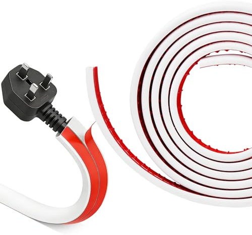 Gaine de câble blanche – Goulotte autocollante flexible pour câbles électriques pour 2 à 3 câbles électriques, goulotte de fil, cache-câble TV pour mur, cache de fil en silicone pour câbles de 3 m