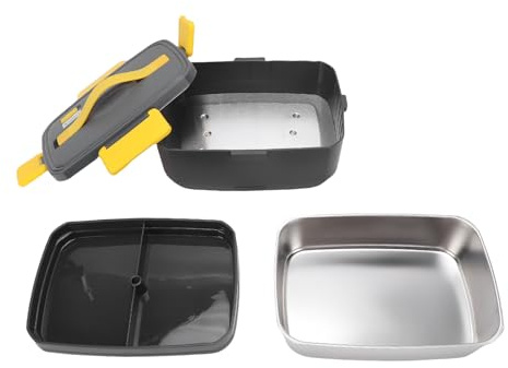 TOPINCN Boîte à Lunch électrique pour Adultes, Chauffe-plats Portable en Acier Inoxydable 3L avec Doublure Intérieure SUS304, pour le Travail de Camion de Voiture de Voyage de Bureau (Prise UE 220V)