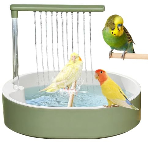 Dhqkqg Vogel Badehaus Badewanne, Vogeldusche Wellensittich, USB Stromschleife Vogeltränke Balkon mit Umwälzsystem, Multifunktionaler Vogeldusche, für Unzertrennliche,Wellensittiche
