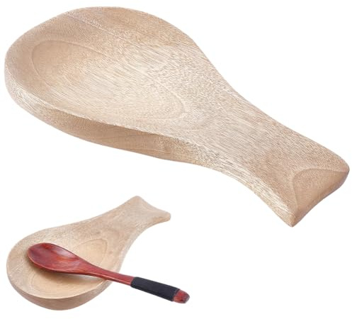GORGECRAFT Wooden Spoon Rest Wood Stove Top Spoon Holder Heat-Resistant Rustic Farmhouse Dining Table Countertop Cooking Gadget Utensil Rest for Spatula Tongs Ladles Forks Kitchen Counter 17.5 x 9.3cm