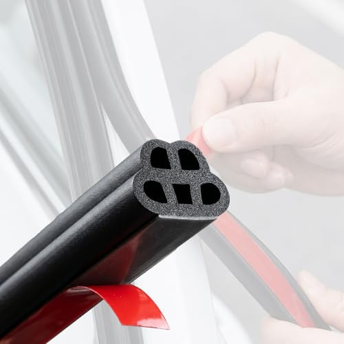 XLTBOMS 6M Joint Porte Voiture Adhésif Universel - 5 Trous Double Couche | Joint Etancheite Voiture en Caoutchouc pour Carrosserie, Portes, Joint Portiere Voiture Insonorisation, Étanche, Resistente