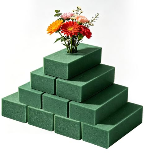 NVGVUP 10 stycken plug-in skum blommor våtskum 14 x 8 x 4 cm | Blomsticksskum självskärbar för färska och konstgjorda blommor, perfekt för bröllop, fester och blomuppsättningar