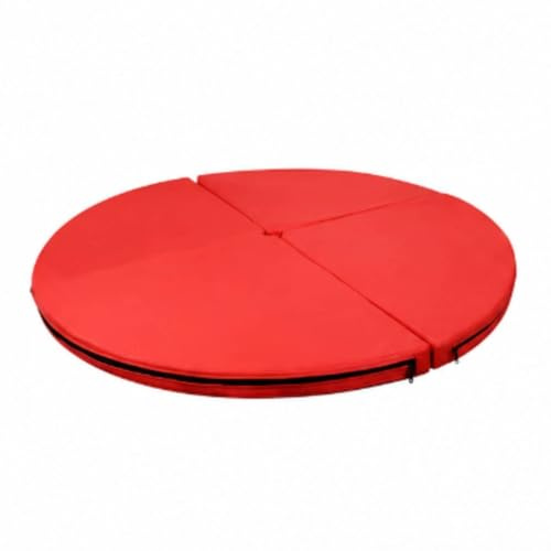 Milageto Materassino Anti-Caduta su Misura Tappetino Rotondo in Schiuma Spesso e Ammortizzante Materasso Protettivo EPE per Danza Aerea, Stretching And Balance, Rosso, Diametro 120cm Spessore 5cm