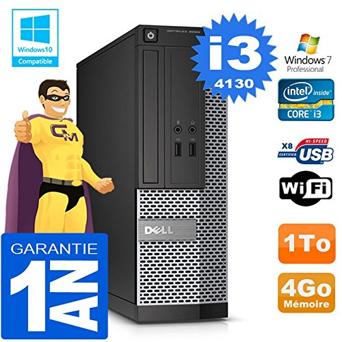 Dell PC 3020 SFF Core I3-4130 Ram 4Go Disque 1 to Graveur DVD WiFi W7 (Reconditionné)