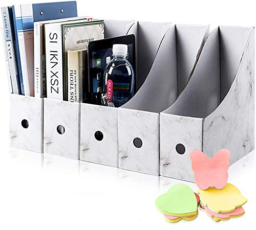 HINATAA Büro-Aufbewahrungsbox, 5 Stück, für Zeitschriften im A4-Format, Kraftpapier, Organizer für Dokumente und Dateien, für Büro zu Hause, weiß