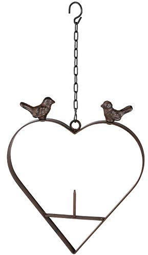 #11 Meisenknödelhalter Herzform aus Gusseisen 23 x 25 cm ca 650 g dekorativer Halter für Meisenknödel Äpfel und Vogelfutter mit Aufhängekette wetterfest für Garten Balkon Terrasse