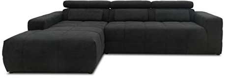 DOMO. collection Ecksofa Brandon, Sofa mit Rückenfunktion in L-Form, Polsterecke, Eckgarnitur 285 x 175 x 98 cm (BxTxH), schwarz