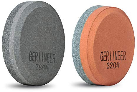 GERIINEER 2 Pcs Schleifstein Axt und Messer, 2-IN-1 Axt Schärfer Abziehstein für Messer, Puck Schärfstein für Gartengeräte Küchenmesser Meißel Äxte (2 Pcs#1)