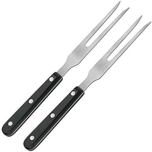 Patelai 2 Pieces Carving Meat Fork Stainless Steel Serving Fork with Plastic Handle 10.6 Inch Long Kitchen Tableware for Barbecue Turkey Dinner Cooking