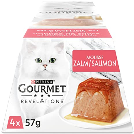 Gourmet Revelations Musselin, Lachs, 4 x 57 g, Mahlzeitenportionen für ausgewachsene Katzen, 6 Stück