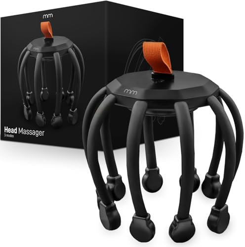 MikaMax - Head Massager, Elektrisches Kopfmassagegerät, Kopfmassagegerät, 360° Massage mit 10 Armen, 3 Modi, USB-C, LED-Anzeige, Einfach aufsetzen und entspannen, Auto-Off Funktion, Ideal Entspannung.