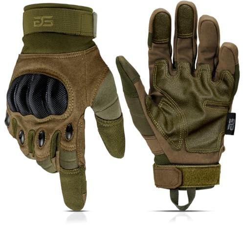 Glove Station Gloves for Men – Touchscreen Utility Gear with Hard Knuckle Protection Used in Motorcycle, Airsoft, Combat, & Outdoor Work Green - Hard Knuckle Large
