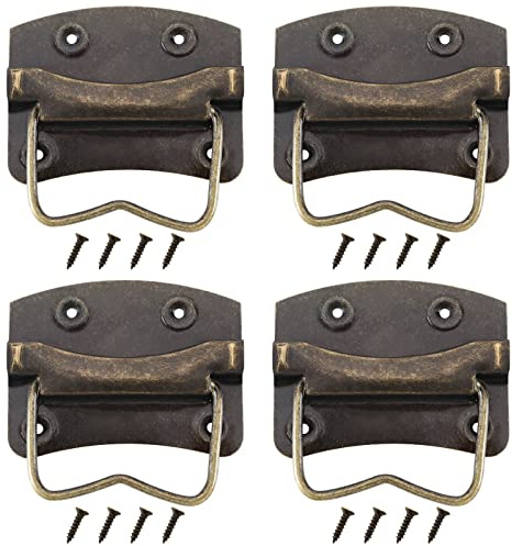YINETTECH 4 Stück Antik Klappgriffe aus Metall Vintage Stil Hebegriffe Möbel Zubehör für Tür Schrank Kisten Kommoden Kisten Truhen 54x40mm