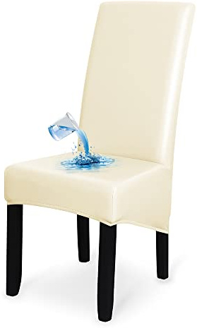 Bestenrose XL Dining Room Chair Cover Set of 2 4 6 PU Chair Covers | Chair covers, PU Leather material, Waterproof, Easy to clean, High Back, Large, Slipcovers, for Home, Restaurant, Coffee