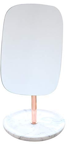 DERBUT Schminkspiegel, Schminkspiegel, Roségold, Metallständer, moderner rahmenloser Tischspiegel, Kleiner zusammenklappbarer Kleiner kompakter Kosmetikspiegel, drehbarer Kosmetikspiegel
