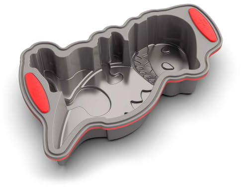 JATA HOGAR HMOL2065- Molde de Silicona Dinosaurio para Repostería, Molde para Tartas y Bizcochos Infantil, Antiadherente, Flexible, Libre de BPA, Apto para Horno, Microondas, Congelador y Lavavajillas