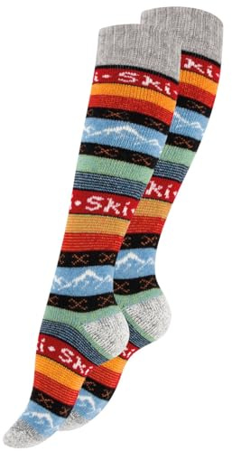 STARK SOUL Chaussettes de ski HYGGÈ avec laine - Chaussettes hautes, gris/noir, 35-38