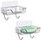 Uten Soporte para Jabonera, Acero Inoxidable 304, sin Taladrar, Soporte Ovalado Montado en la Pared, Bandeja de Jabón, Soporte para Esponja de Jabón para Baño y Cocina (2 PCS)