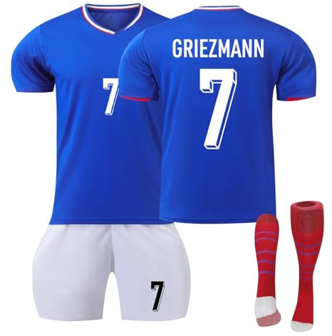Frankreich Fußball Trikot, 24 Hause/Auswärts Fußball Trikot Kinder Erwachsener, Nr.7 10 Trikots Shorts und Socken Anzug Jungen Herren