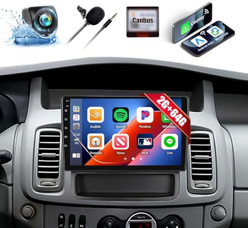 CAMECHO 2G+64G Android 13 Car Stereo for Vauxhall Vivaro Renault Trafic 2011-2014 with Wireless CarPlay Android Auto 10 Touch Screen Bluetooth Car Radio with GPS HiFi WIFI FM Reverse Camera Head Unit