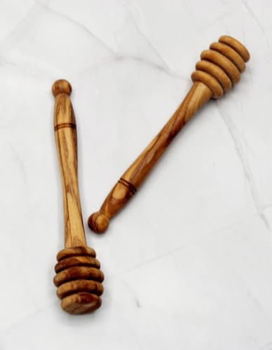 DAGDEG Juego de 4 cucharadas pequeñas de madera de olivo, de madera de olivo, de madera de olivo, de desayuno, para mermelada, de madera de olivo, 12 cm, hechas a mano (madera de olivo, juego de 2
