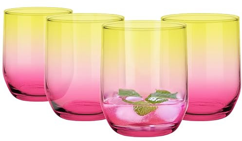 Glasmark KROSNO, 300 ml, set di 4, bicchieri, bicchiere highball, bicchieri colorati, bicchieri da acqua, cocktail, perfetti per la casa, ristoranti e feste, set di bicchieri, forma classica