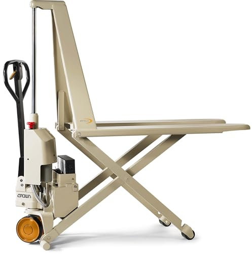 Crown PTH 50 PS Scherenhubwagen mit Elektro-Scherenhub | 1000 kg Tragfähigkeit | Hubhöhe 800 mm | Single-Polyurethanrollen | Hubwagen Scherenhub | Palettenhubwagen | Hubtischwagen
