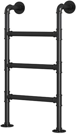 Robuste Stahl-Trittleiter für Dachboden, Etagenbett, Wandmontage, Hochbett, Treppe, Innen- und Außenbereich, Kletterleiter, Keller, Leiter (schwarz, 95 cm)