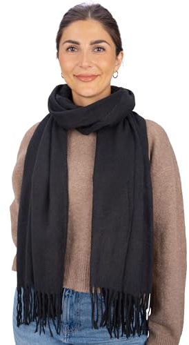 Seasons of April Weicher, leichter & kuscheliger Uni Schal aus Kaschmir Viskose Mix - Larissa (Schwarz J5, Einheitsgröße)