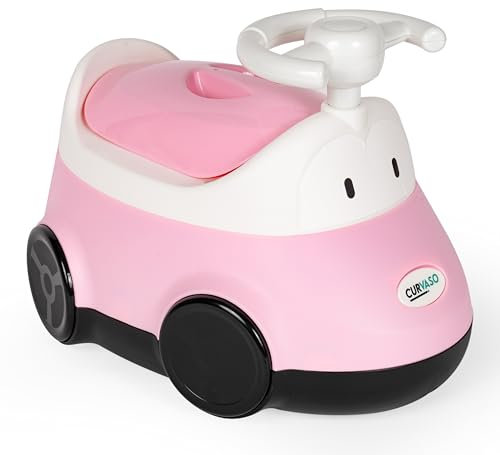Curvaso Orinal de inodoro para niños y bebés, diseño de coche, portátil, para entrenamiento, silla de orinal (rosa)