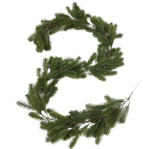 Künstliche Weihnachtsgirlande, realistisches Laub, Norfolk-Kiefergirlande, Mehrzweck-Weihnachtsgirlande, Dekoration, Tannengrüngirlande für Tür, Kaminsims, Fenster