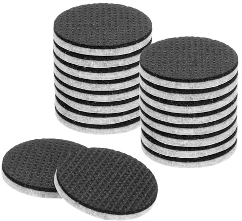sourcing map 18 Pcs Felt & EVA Furniture Pads, 1 5/8 (40mm) Round Furniture Feet Wood Floor Protectors Self Adhesive for Protecting Hardwood Floors, Table Legs and Chair Legs, Gray+Black