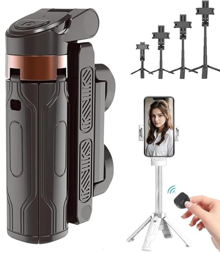 Qosigote Mini Tripod, Mini Tripod, Mini Selfie Stick Tripod With Remote One-Touch Push Button Switch, 360° Flexible Rotation Foldable Phone Tripod Stan (Black)