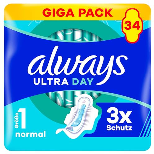 Always Ultra Day Damenbinden Normal (Größe 1) Mit Flügeln 34 Stück, Super Saugfähig Und Ultra Dünn, Für Die Periode