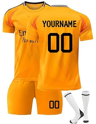 personalización Camiseta Fútbol Niño, 24/25Equipación de l Personalizada Casa/Visitante, Camisetas de Futbol Conjunto Niños y Adulto, Camiseta de Entrenamiento de Fútbol,Pantalones Cortos y Calcetines