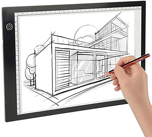 Led Licht Pad Zeichnung, Leuchttisch tragbare LED mit verstellbarer Helligkeit, Light Pad mit USB Kabel für Animation, Skizzieren, Entwerfen, Zeichnen, 35,5 x 23,5 x 0,4 cm (A4 mit Skala)