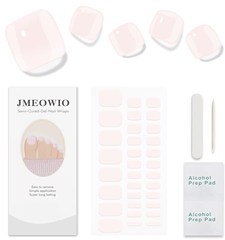 JMEOWIO Autocollants pour ongles d'orteils en gel semi-durci rose crème - Bandes UV/LED pour ongles d'orteils - Accessoires de décoration pour ongles d'orteils